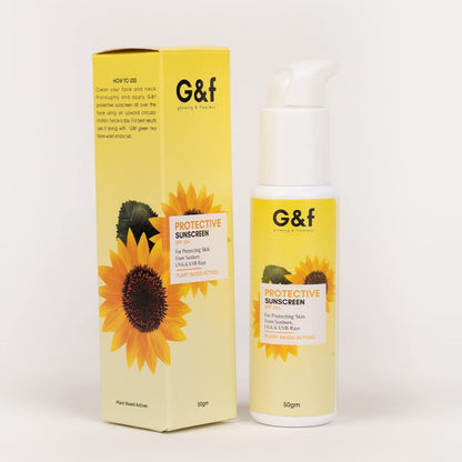 G&F Sweat Resisting Anti-Tan Protection Shield Sunscreen SPF50+ | Lightwieght + Non-Greasy Formula | No White catse Anti-Dullness