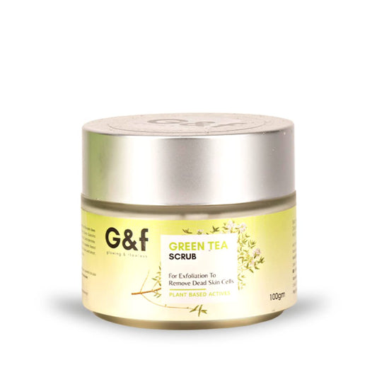 G&f Natural Green Tea Face Scrub I Control Acne & Gentle Exfoliation | With l Green Tea Extract, Beeswax, Aloe vera, Kokum Butter | For All Skin Types (100gms)