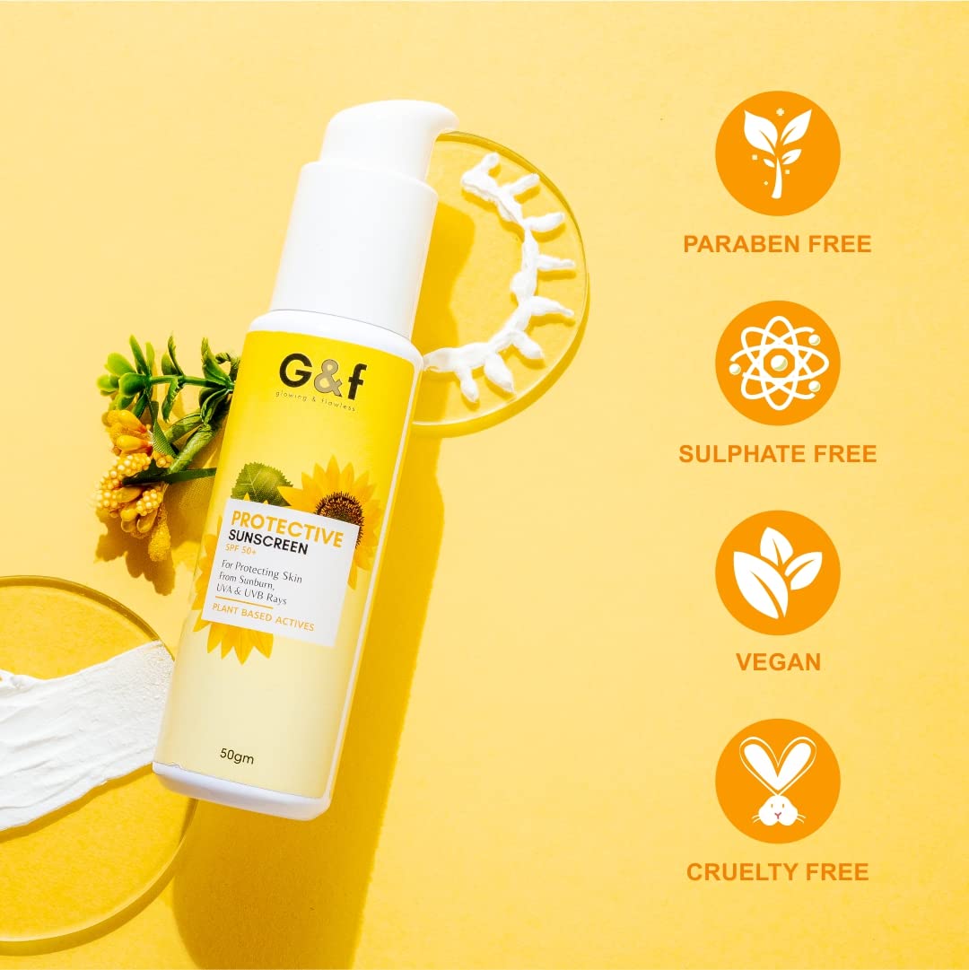 G&F Sweat Resisting Anti-Tan Protection Shield Sunscreen SPF50+ | Lightwieght + Non-Greasy Formula | No White catse Anti-Dullness